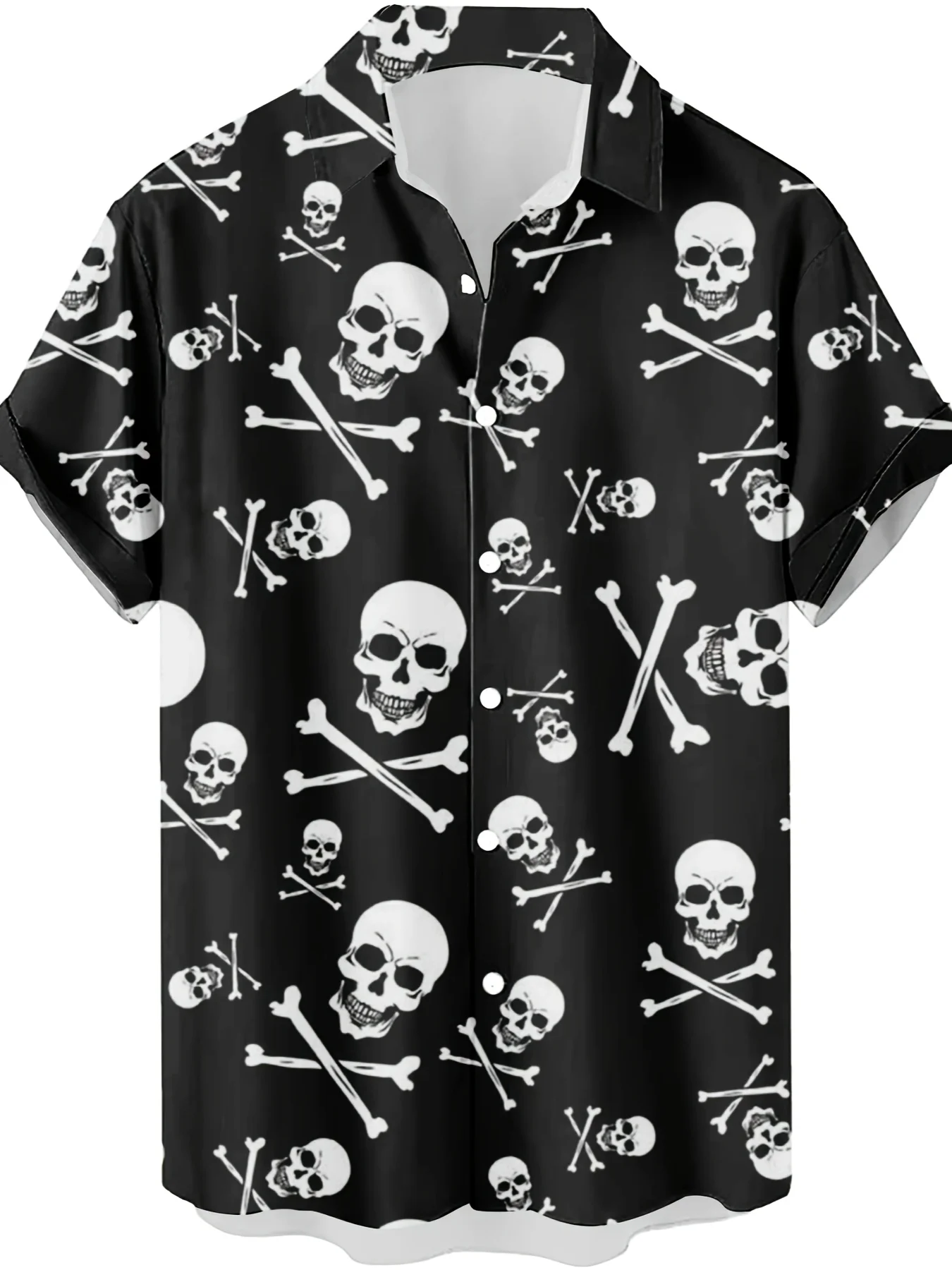 Vintage Hawaiian Floral Shirt - Vintage Korku Kafatası Crossbone Erkekler Hawaii
