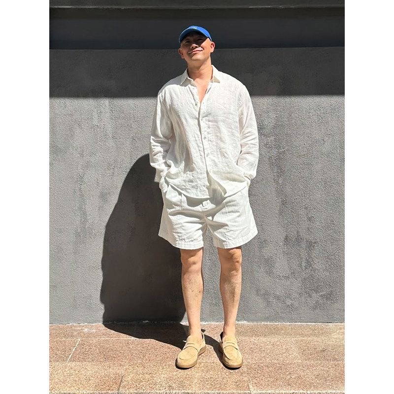 Mens Linen Shirt Long Sleeve - Hafif Lüks Erkek Keten Güneş Koruyucu