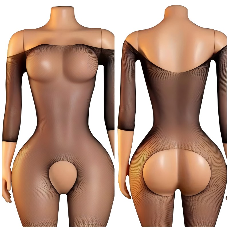 Underwear - Seksi Açık Kasıklı Külotlu Çorap Kadın
