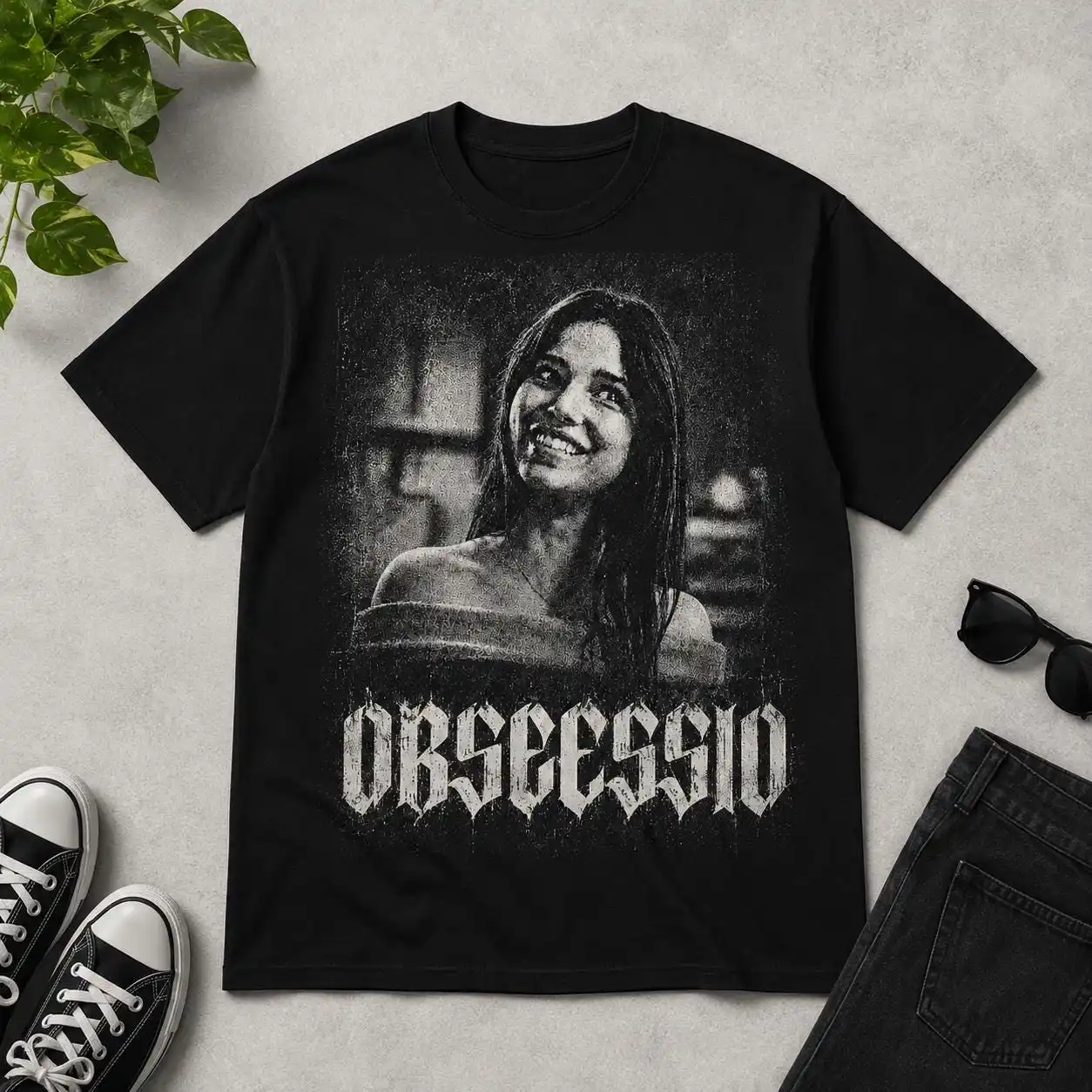Acid Wash Vintage Graphic T Shirt - Vintage Obsession Asit Yıkama Tişörtü, Gotik