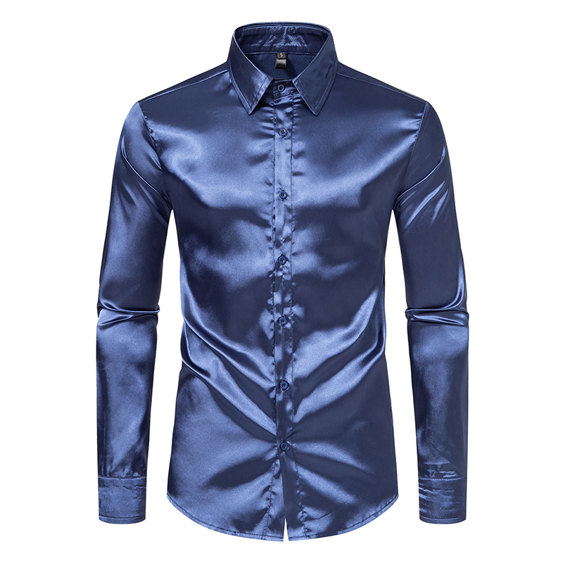 Erkek Siyah Saten Lüks Elbise  - Mens Satin Silk Dress Shirt incelemesi ve fiyatı