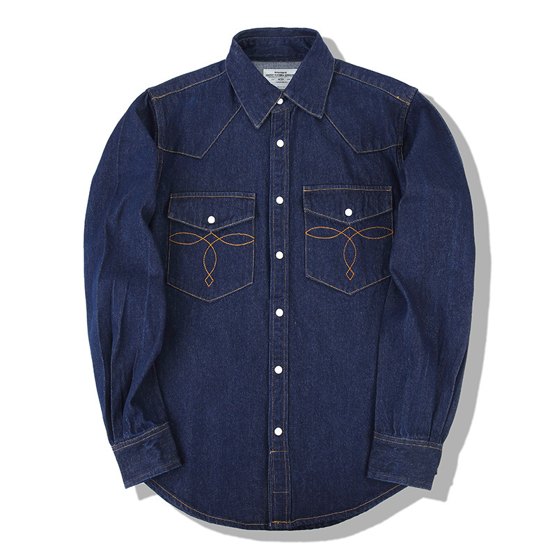 Amerikan Vintage Kot Gömlekler - Mens Western Denim Pearl Snap Shirt incelemesi ve fiyatı