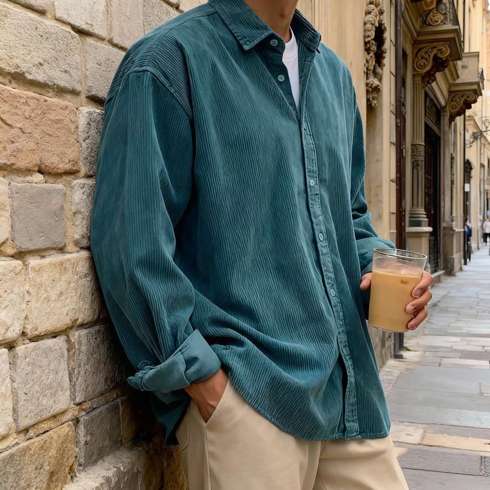 Yeni erkek kadife gömlek rahat - Corduroy Button Up Shirt Men incelemesi ve fiyatı