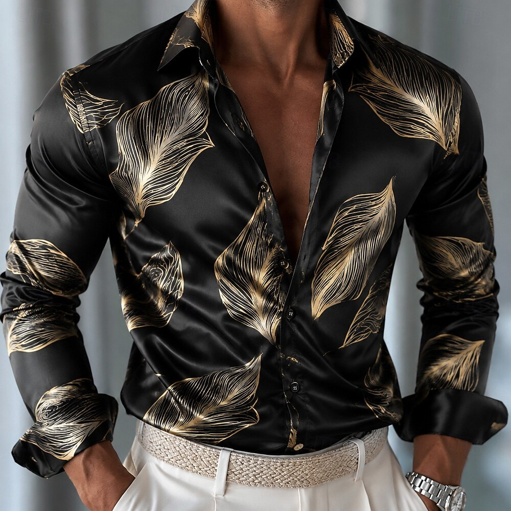 Erkek Yaprak Desenli Saten Göm - Mens Satin Silk Dress Shirt incelemesi ve fiyatı