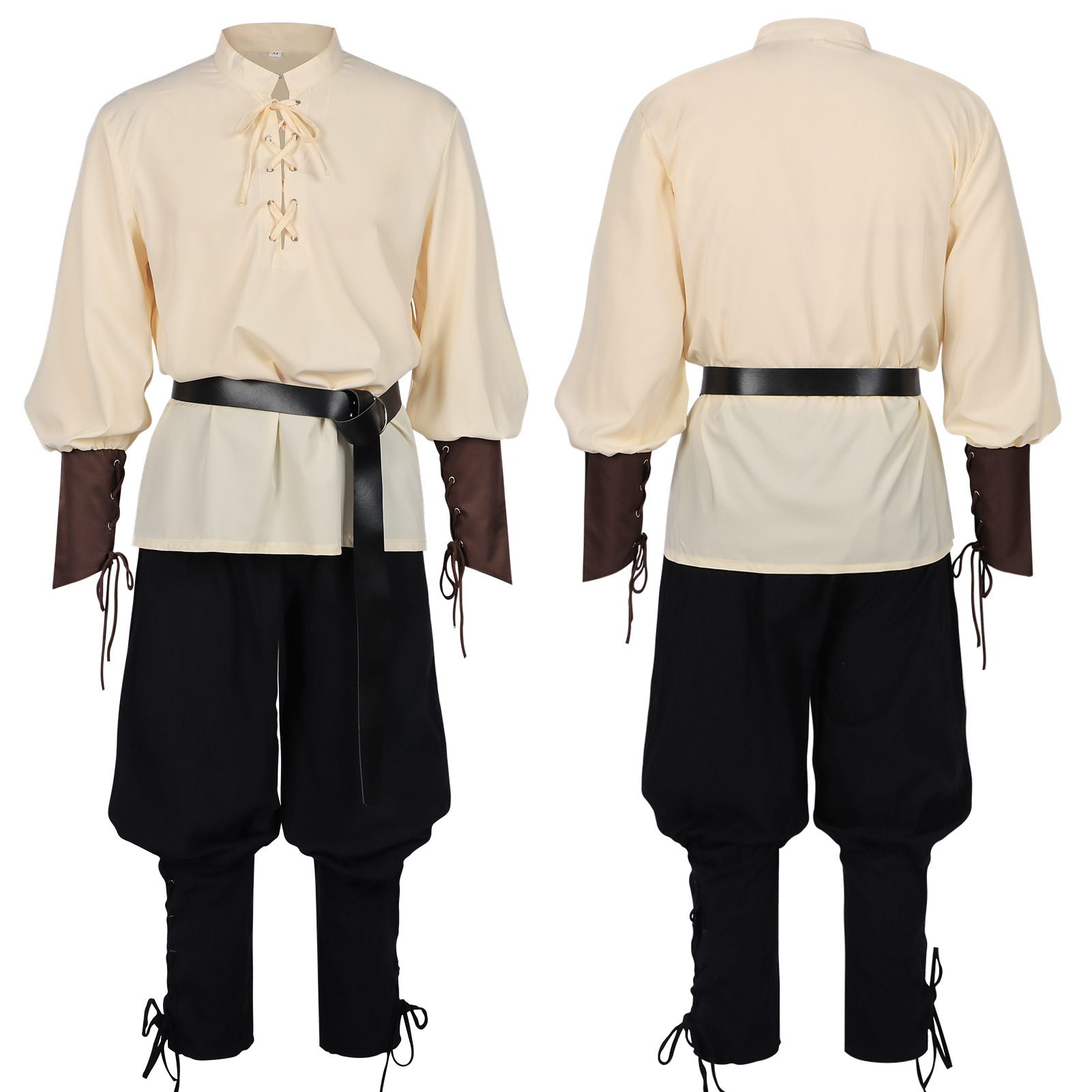 Erkek Ortaçağ Rönesans LARP Gö - Medieval Gothic Lace Up Pirate Shirt incelemesi ve fiyatı