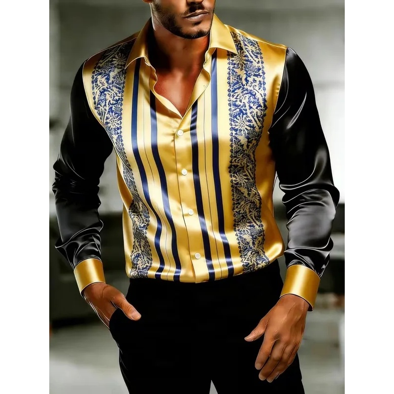 Saten İpek Uzun Kollu Barok Çi - Mens Satin Silk Dress Shirt incelemesi ve fiyatı
