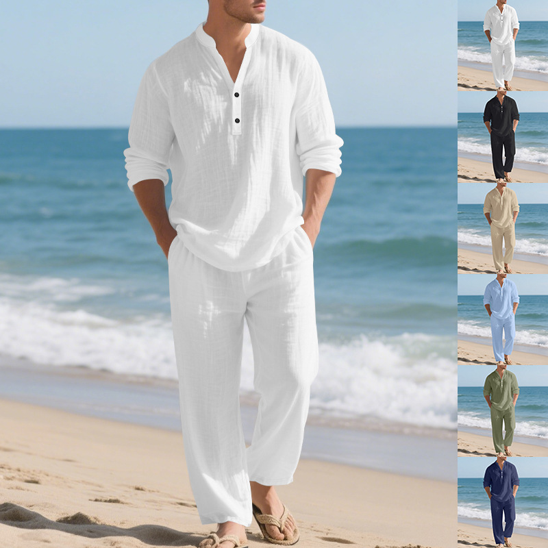Keten Sonbahar Yeni Erkek Takı - Mens Linen Shirt Long Sleeve incelemesi ve fiyatı