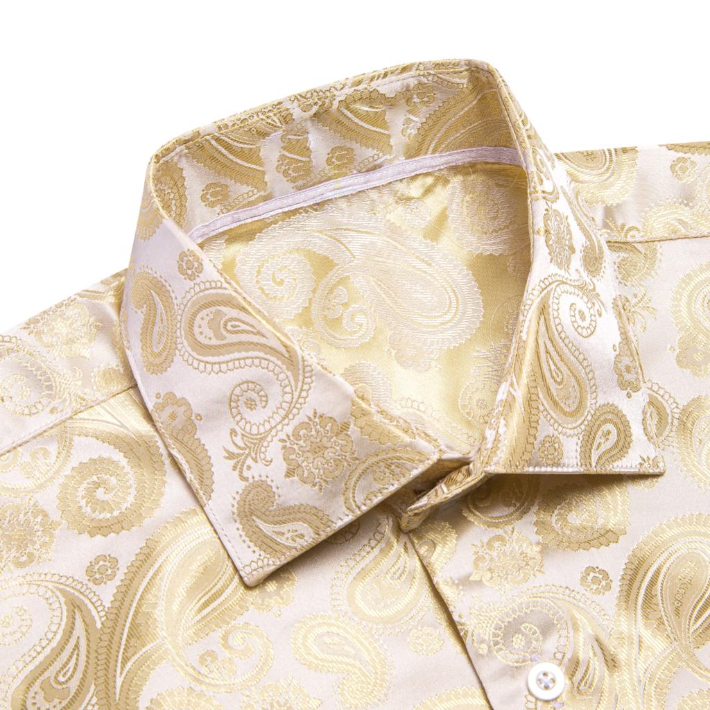 Hi-Tie altın bej fildişi şampa - Mens Satin Silk Dress Shirt incelemesi ve fiyatı