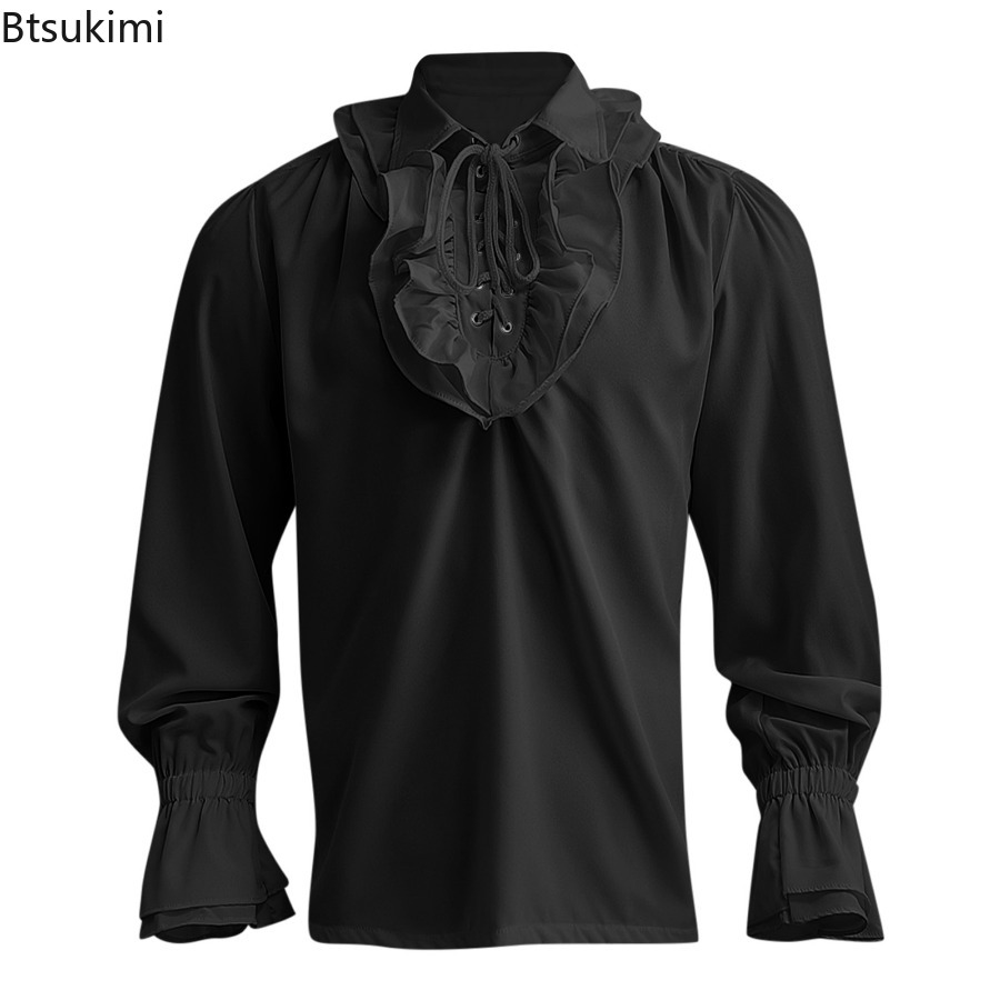 Erkek Ortaçağ Rönesans Korsan  - Medieval Gothic Lace Up Pirate Shirt incelemesi ve fiyatı